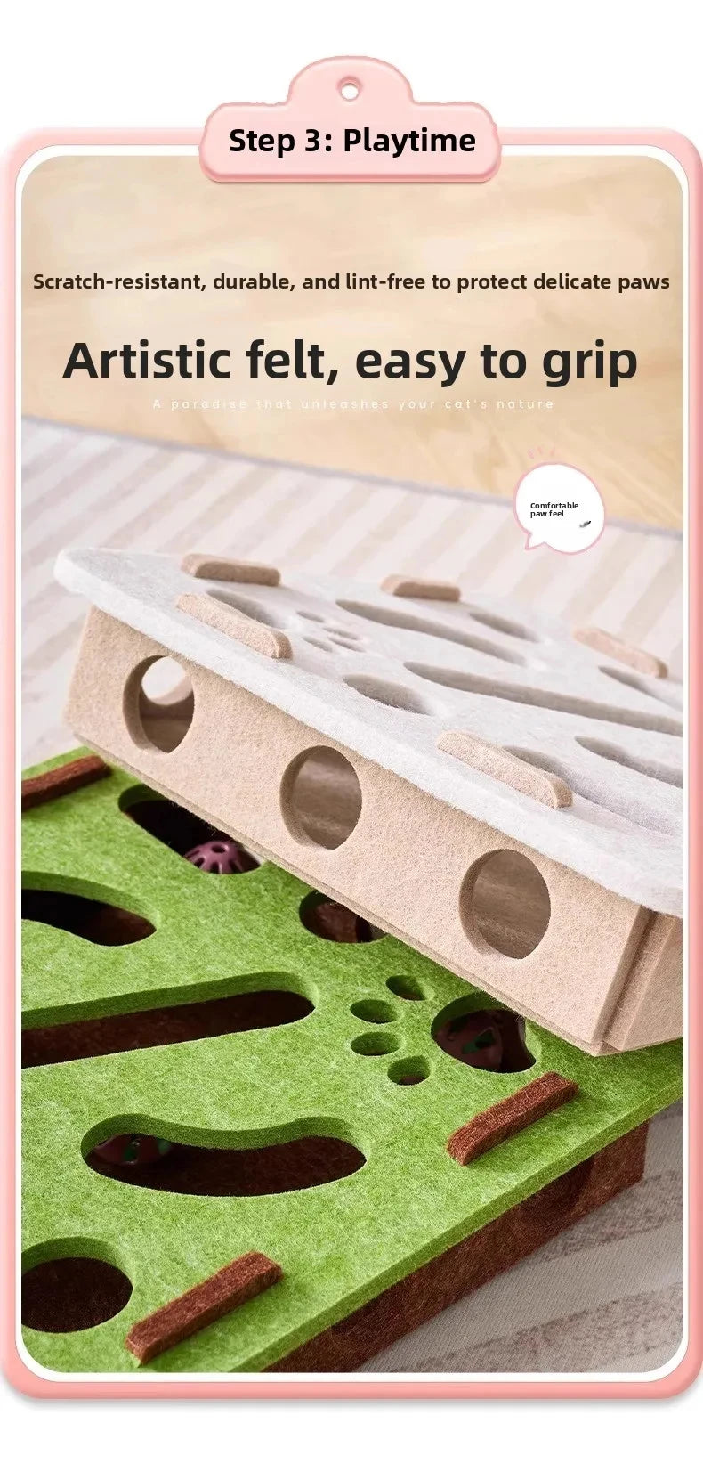Jouet d'exercice pour chat en feutre en forme de boîte-puzzle