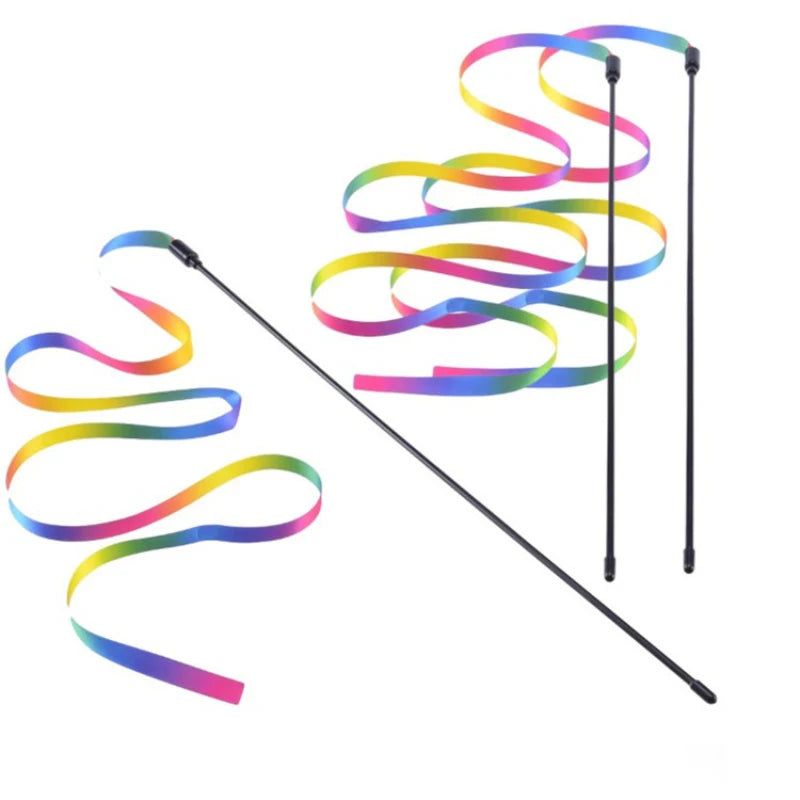 Baguette plume arc-en-ciel pour chat