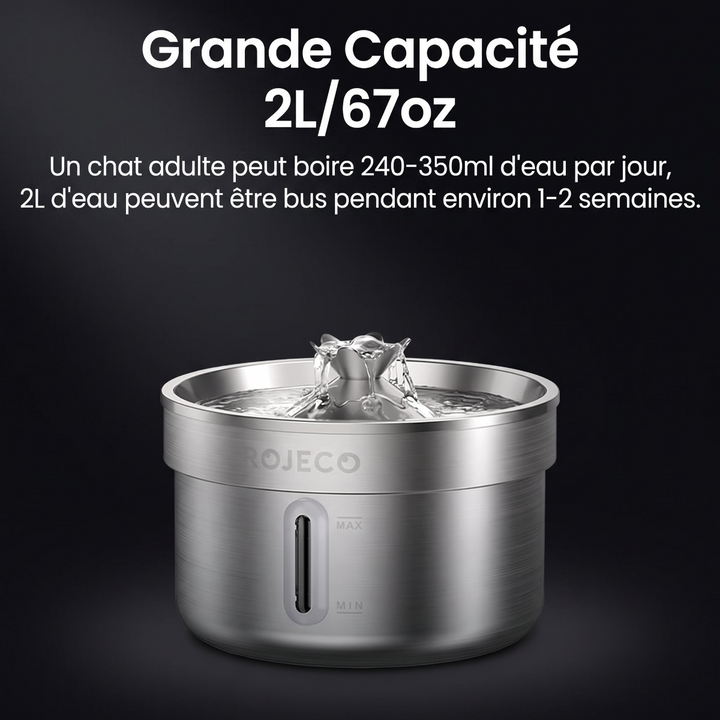 Fontaine à eau automatique en acier inoxydable pour animaux de compagnie, 2 L