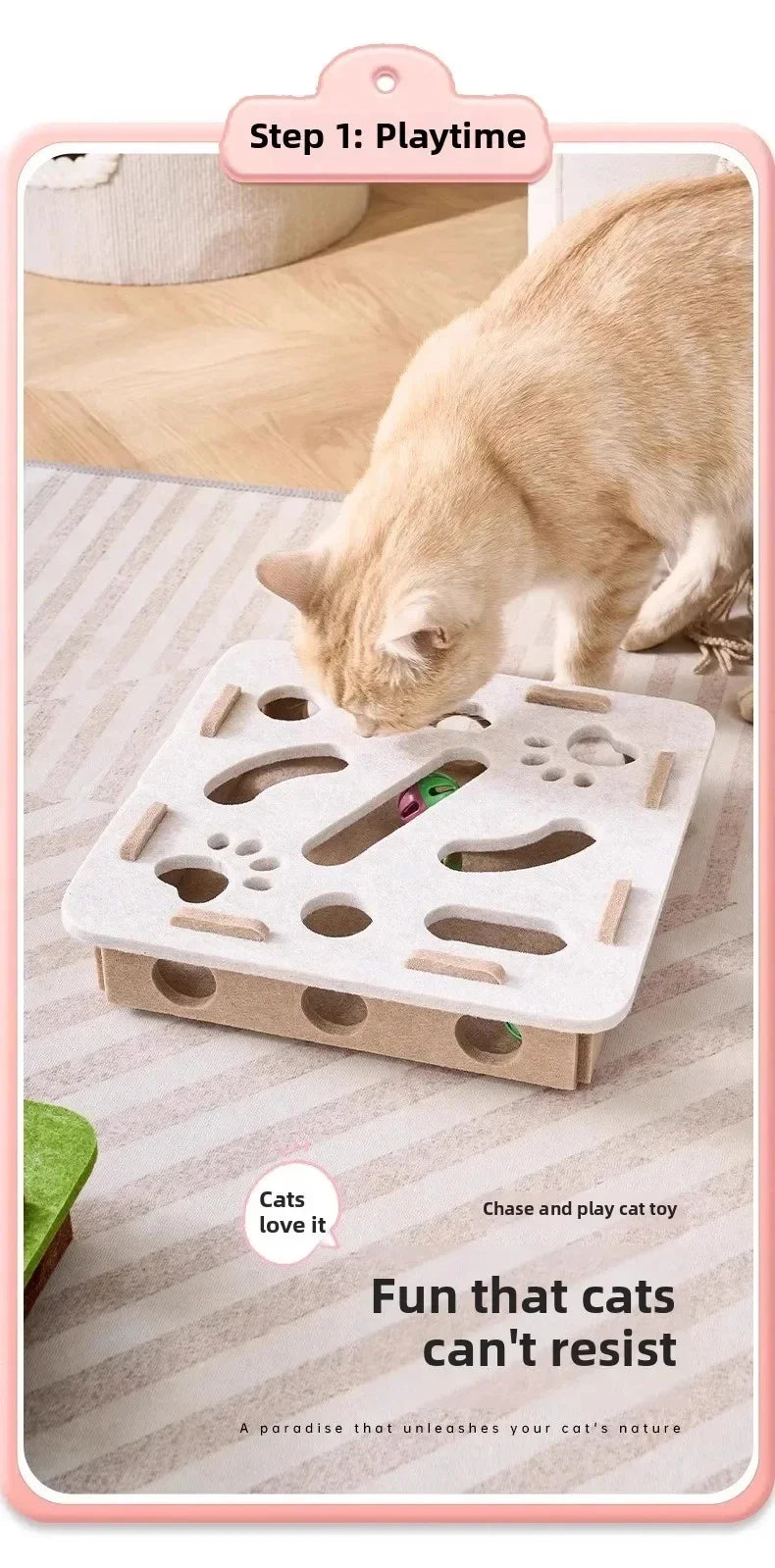 Jouet d'exercice pour chat en feutre en forme de boîte-puzzle