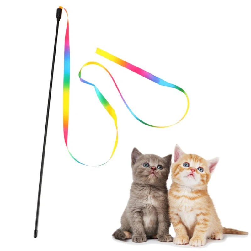 Baguette plume arc-en-ciel pour chat