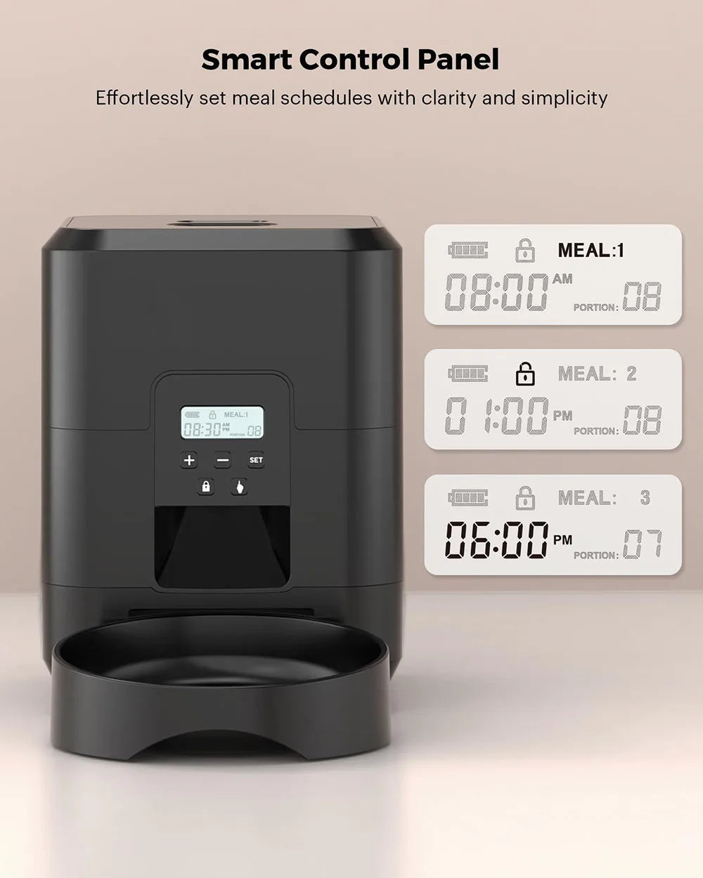 Distributeur automatique intelligent pour animaux de compagnie avec minuterie