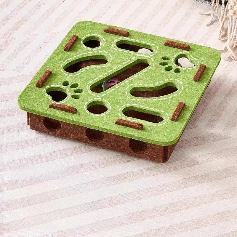 Jouet d'exercice pour chat en feutre en forme de boîte-puzzle
