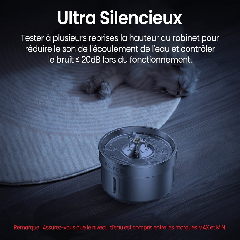 Fontaine à eau automatique en acier inoxydable pour animaux de compagnie, 2 L