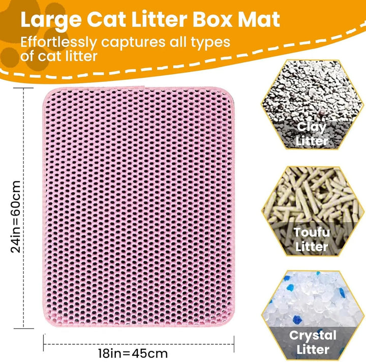 Tapis de récupération de litière pour chat à double couche