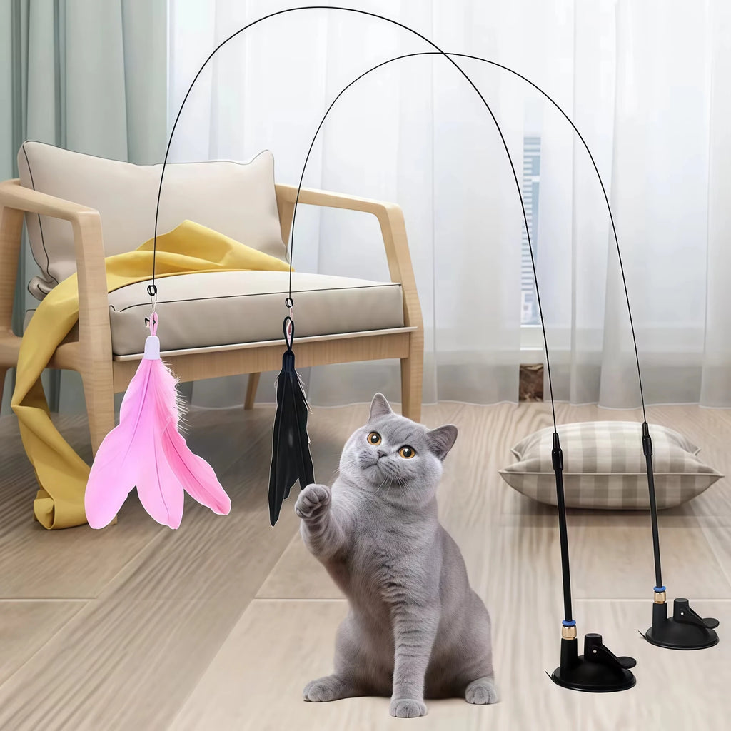 Baguette plume arc-en-ciel pour chat