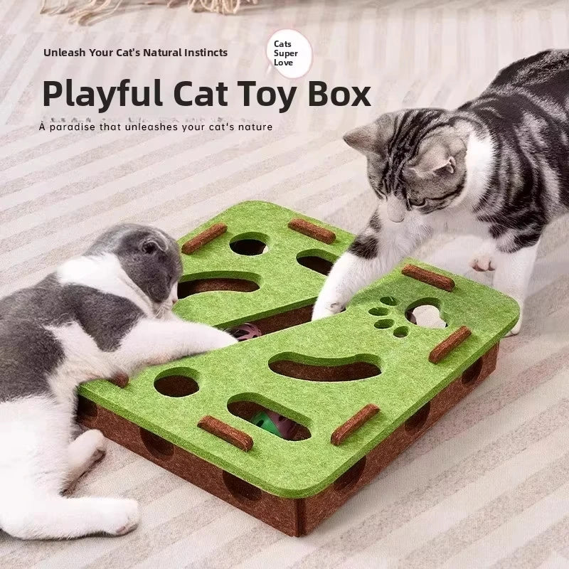 Jouet d'exercice pour chat en feutre en forme de boîte-puzzle