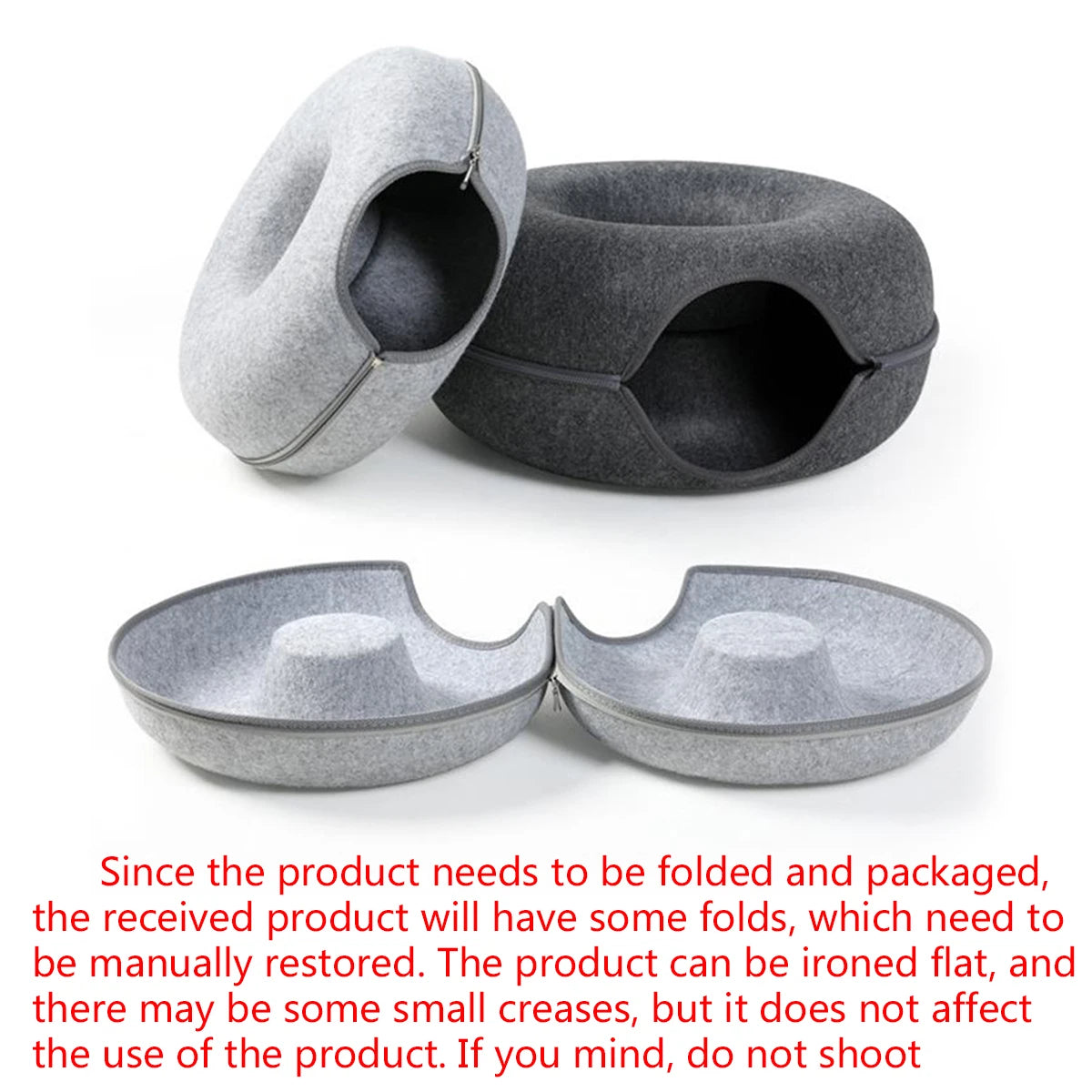 Lit pour chat en forme de donut avec tunnel interactif