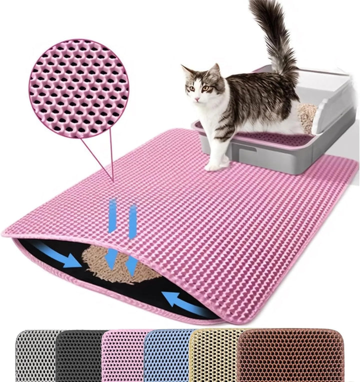 Tapis de récupération de litière pour chat à double couche