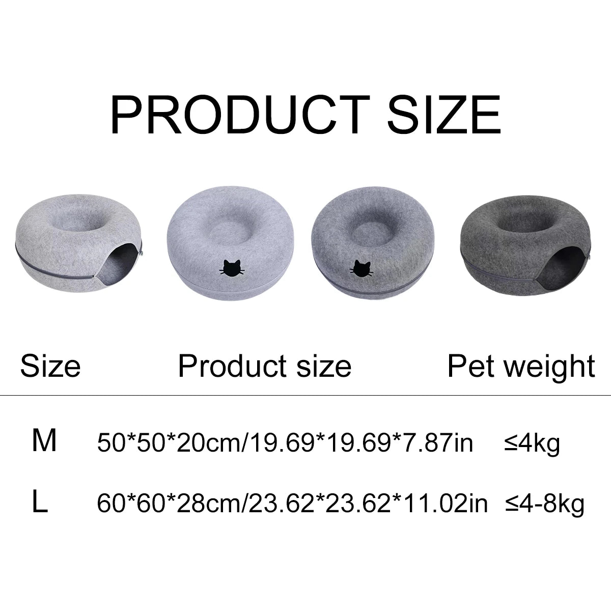 Lit pour chat en forme de donut avec tunnel interactif