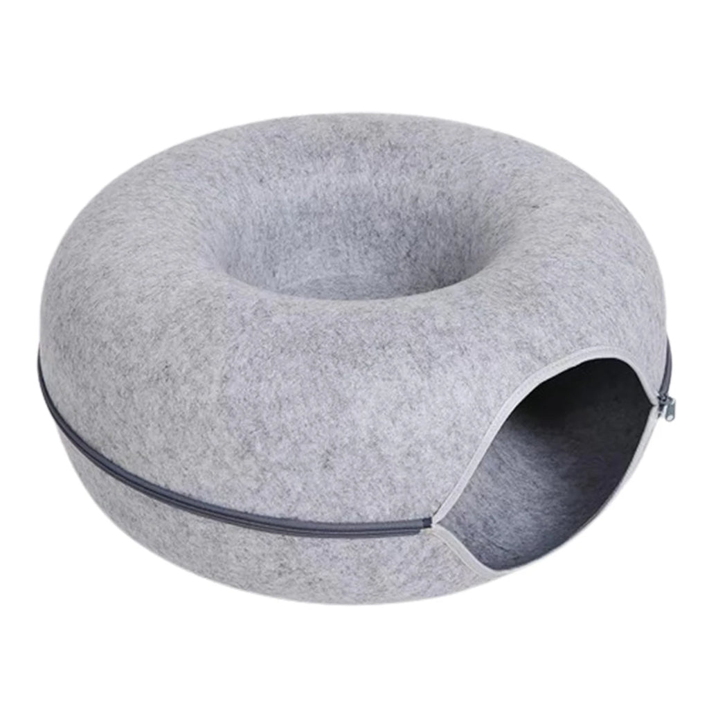 Lit pour chat en forme de donut avec tunnel interactif